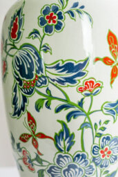 Floral Ceramic Table Lamp With Plain Shade - thumbnail 5