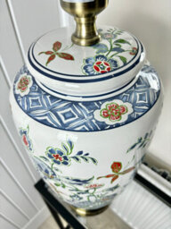 Floral Ceramic Table Lamp With Plain Shade - thumbnail 3