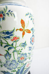 Floral Ceramic Table Lamp With Plain Shade - thumbnail 4