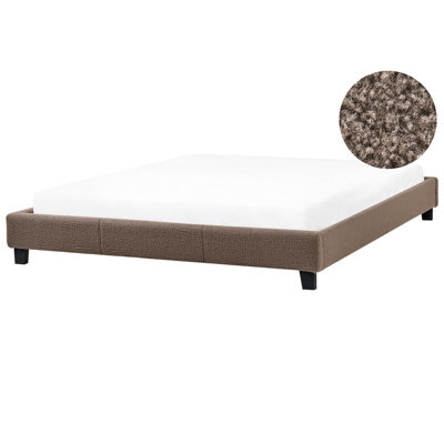 Beliani Bed Without Headboard Boucle Roanne 180 X 200 Cm (Eu Super King) Taupe - image 1