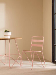 Orsina Pink Metal And Elm Wood Round Table, Versatile Coffee Table For Home And Office, Round Outdoor Dining Table - thumbnail 6