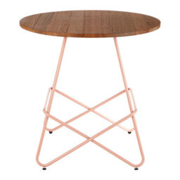 Orsina Pink Metal And Elm Wood Round Table, Versatile Coffee Table For Home And Office, Round Outdoor Dining Table - thumbnail 8