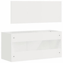 Walplus Bathroom Cabinet With Mirror High Gloss White Engineered Wood - thumbnail 7