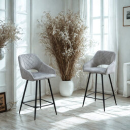 FURNOLD Set Of 2 Velvet Bar Stools With Backrest And Footrest - thumbnail 5