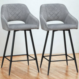 FURNOLD Set Of 2 Velvet Bar Stools With Backrest And Footrest - thumbnail 4