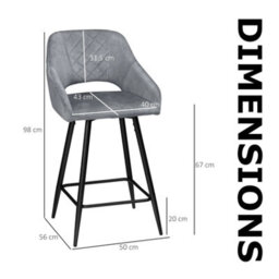 FURNOLD Set Of 2 Velvet Bar Stools With Backrest And Footrest - thumbnail 7