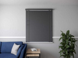 Caecus Blinds Caecus Faux Wood Venetian Blind Tape Dark Grey 105Cm X 200Cm