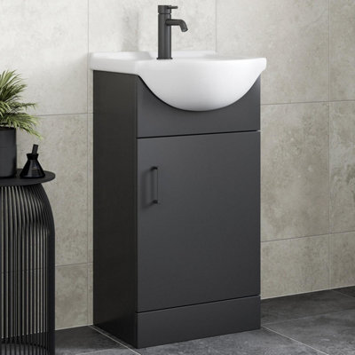 Affine 450mm Freestanding Vanity Unit & Basin Bathroom Sink Furniture Alpine Black - image 1