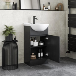 Affine 450mm Freestanding Vanity Unit & Basin Bathroom Sink Furniture Alpine Black - thumbnail 3