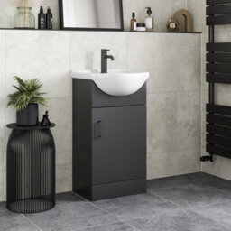 Affine 450mm Freestanding Vanity Unit & Basin Bathroom Sink Furniture Alpine Black - thumbnail 2