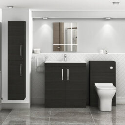 Royal Bathrooms Turin Hale Black 800mm Floor Standing Vanity Unit 2 Door With Minimalist Basin Sink - thumbnail 2