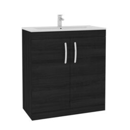 Royal Bathrooms Turin Hale Black 800mm Floor Standing Vanity Unit 2 Door With Minimalist Basin Sink - thumbnail 6