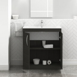 Royal Bathrooms Turin Hale Black 800mm Floor Standing Vanity Unit 2 Door With Minimalist Basin Sink - thumbnail 3