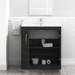 Royal Bathrooms Turin Hale Black 800mm Floor Standing Vanity Unit 2 Door With Minimalist Basin Sink - thumbnail 5