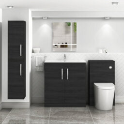 Royal Bathrooms Turin Hale Black 800mm Floor Standing Vanity Unit 2 Door With Minimalist Basin Sink - thumbnail 4