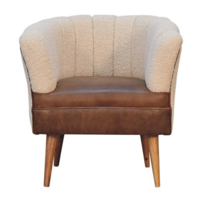 Artisan Furniture Solid Wood Boucle Cream Buffalo Armchair - image 1