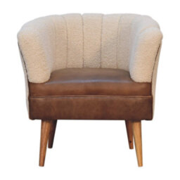 Artisan Furniture Solid Wood Boucle Cream Buffalo Armchair
