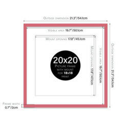 "20X20"" Pink Picture Frame - 20X20"" Square Frame With 18X18"" Mount For 20X20""/18X18"" Pictures Vintage Style Gallery Wall, 1 Pack" - thumbnail 2