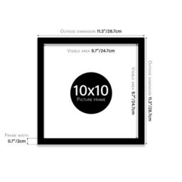 10X10 Black Picture Frame (25.4 X 25.4Cm) Poster, Photo, Artwork, Gallery Wall Or Print - thumbnail 3