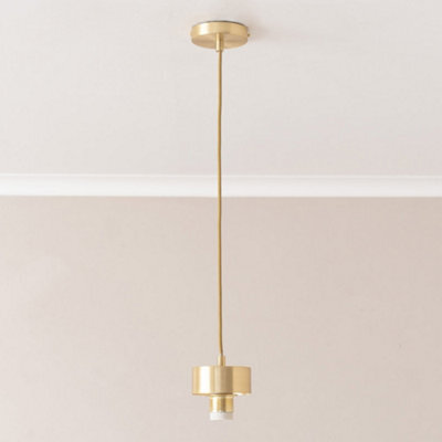 Valuelights Brianna Brushed Gold Cap Detail Adjustable Single Pendant Ceiling Light - image 1