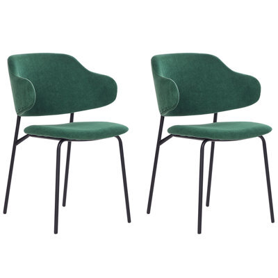 Beliani Set Of 2 Dining Chairs Kenai Fabric Dark Green - image 1
