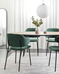 Beliani Set Of 2 Dining Chairs Kenai Fabric Dark Green - thumbnail 2