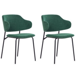 Beliani Set Of 2 Dining Chairs Kenai Fabric Dark Green - thumbnail 1