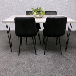 Kosy Koala Dining Table With 4 Chairs Modern Grey Dining Table Set With 4 Black Velvet Chairs Dining Room Furniture - thumbnail 3