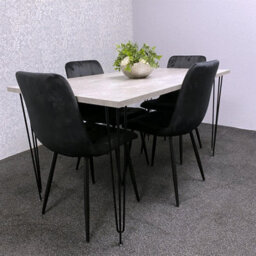Kosy Koala Dining Table With 4 Chairs Modern Grey Dining Table Set With 4 Black Velvet Chairs Dining Room Furniture - thumbnail 2