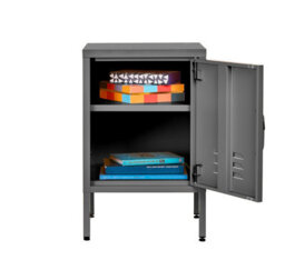 MMT Funiture Designs mmt  Grey  Metal Locker Cabinet - 38X38X60Cm Bedside Table Sideboard For Bedroom/living - thumbnail 2