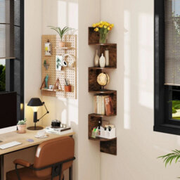 5 Tier Corner Shelf Wall Mount Floating Corner Bookshelf - thumbnail 3