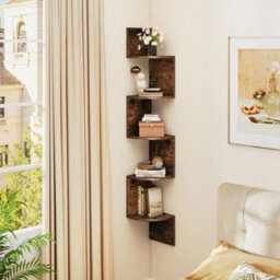 5 Tier Corner Shelf Wall Mount Floating Corner Bookshelf - thumbnail 4