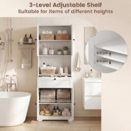 Gainoom Tall White Bathroom Cabinet Freestanding Storage Cabinet Modern Wooden Storage Organizer - thumbnail 8