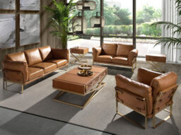 Angel Cerda Stylish Camel Leather Armchair For Modern Interiors - thumbnail 5