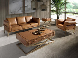 Angel Cerda Stylish Camel Leather Armchair For Modern Interiors - thumbnail 3