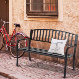 Costway Steel Garden Bench Outdoor Patio Loveseat Bench With High Backrest - thumbnail 5
