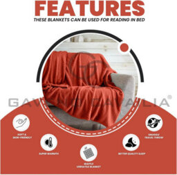 Gc Gaveno Cavailia Fluffy Pop Extra Large Throw 200X240Cm Rust Soft & Cosy King Size Blanket Waffle Throw - thumbnail 3