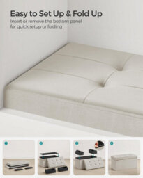 Ottoman Box, Wide Storage Bench With Foldable Feature, Cream White - thumbnail 6