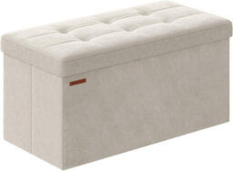 Ottoman Box, Wide Storage Bench With Foldable Feature, Cream White - thumbnail 7