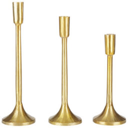 Beliani Set Of 3 Candle Holders Zimbabwe Metal 36 Cm Gold
