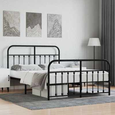 Berkfield Metal Bed Frame With Headboard And Footboard Black 135X190 Cm - image 1