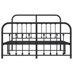 Berkfield Metal Bed Frame With Headboard And Footboard Black 135X190 Cm - thumbnail 6