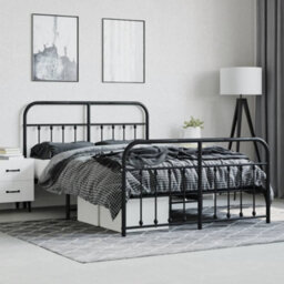 Berkfield Metal Bed Frame With Headboard And Footboard Black 135X190 Cm - thumbnail 4