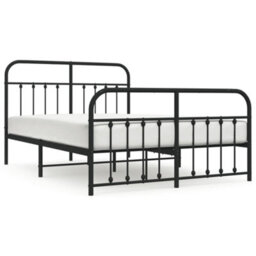 Berkfield Metal Bed Frame With Headboard And Footboard Black 135X190 Cm - thumbnail 2