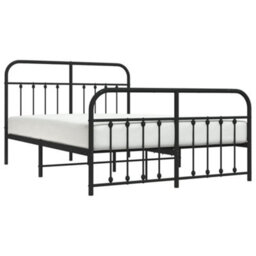 Berkfield Metal Bed Frame With Headboard And Footboard Black 135X190 Cm - thumbnail 3