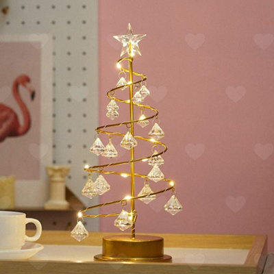 Amorly Led Acrylic Crystal Pendant Christmas Tree Lamp, Battery Operated Mini Table Night Light, Festive Atmosphere Decor For Bedroom - image 1