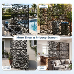 Gainoom 183 Cm Metal Outdoor Privacy Screen Rustproof Modern Decorative Room Divider - thumbnail 9
