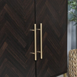 Spinningfield Dark Wood Effect Sideboard, Storage Cabinet With Walnut Veneer, 2 Door Storage Unit Gold Handles & Legs, Clarence - thumbnail 4