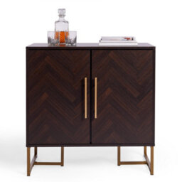 Spinningfield Dark Wood Effect Sideboard, Storage Cabinet With Walnut Veneer, 2 Door Storage Unit Gold Handles & Legs, Clarence - thumbnail 8