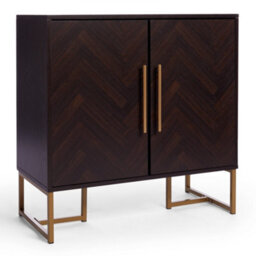 Spinningfield Dark Wood Effect Sideboard, Storage Cabinet With Walnut Veneer, 2 Door Storage Unit Gold Handles & Legs, Clarence - thumbnail 9